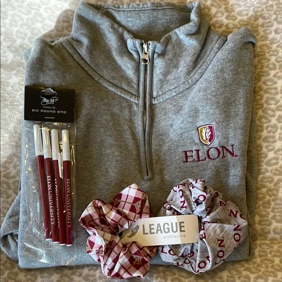Gray Elon University Quarter-Zip Pullover - Picture 1 of 9